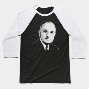 Harry S Truman Black and White Baseball T-Shirt